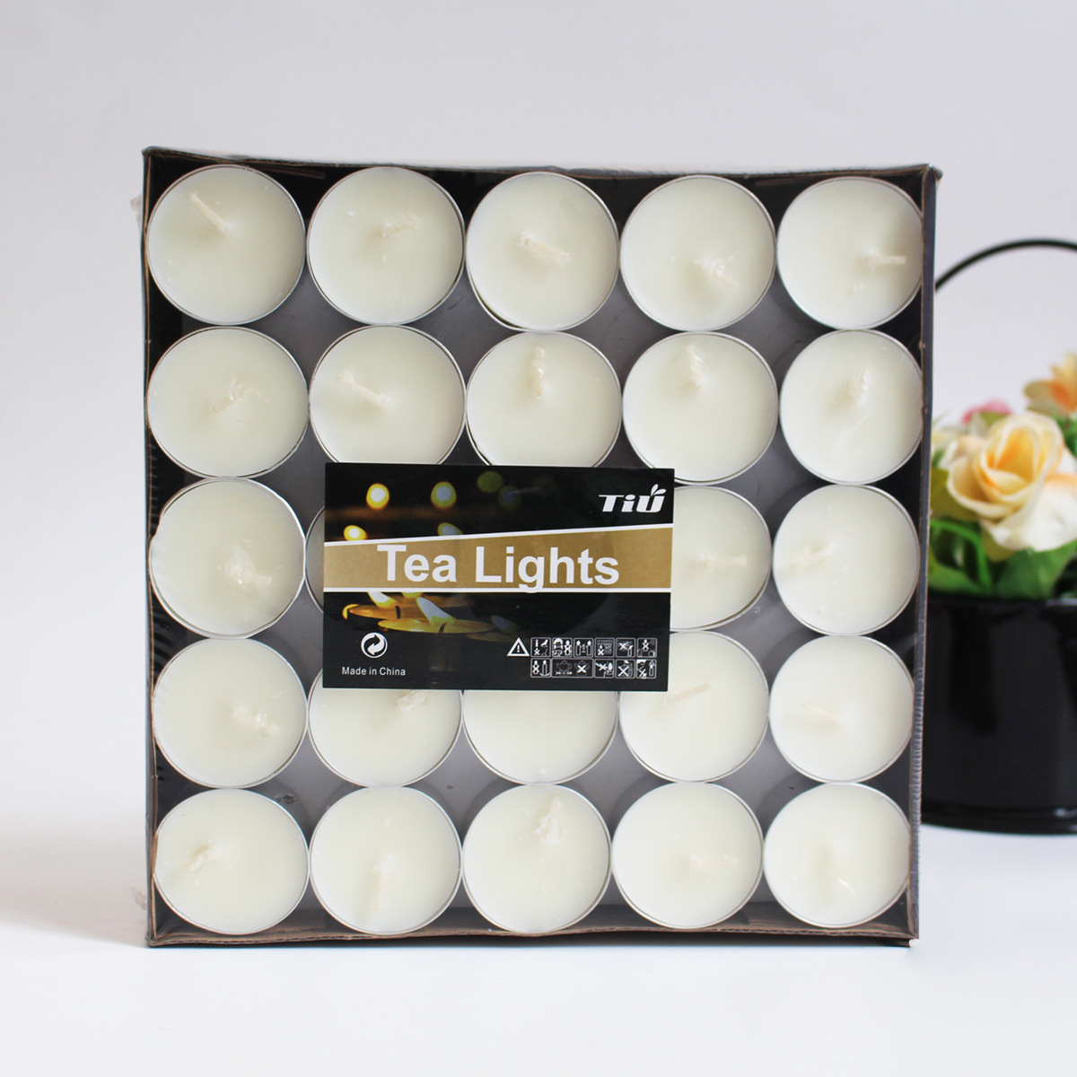 Velas de prevención de desastres de emergencia de quema duradera de 8 horas de cera de té hervida hotel de té 50 piezas de vela de té de aluminio redondo