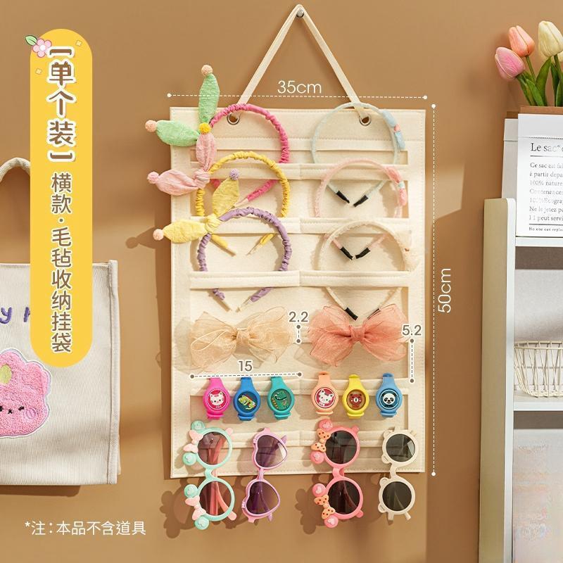 子供用ヘアピン収納ラック壁掛けヘアロープゴムバンド女の子ヘアバンドヘアピンヘアアクセサリージュエリーボックス壁掛けバッグ|undefined