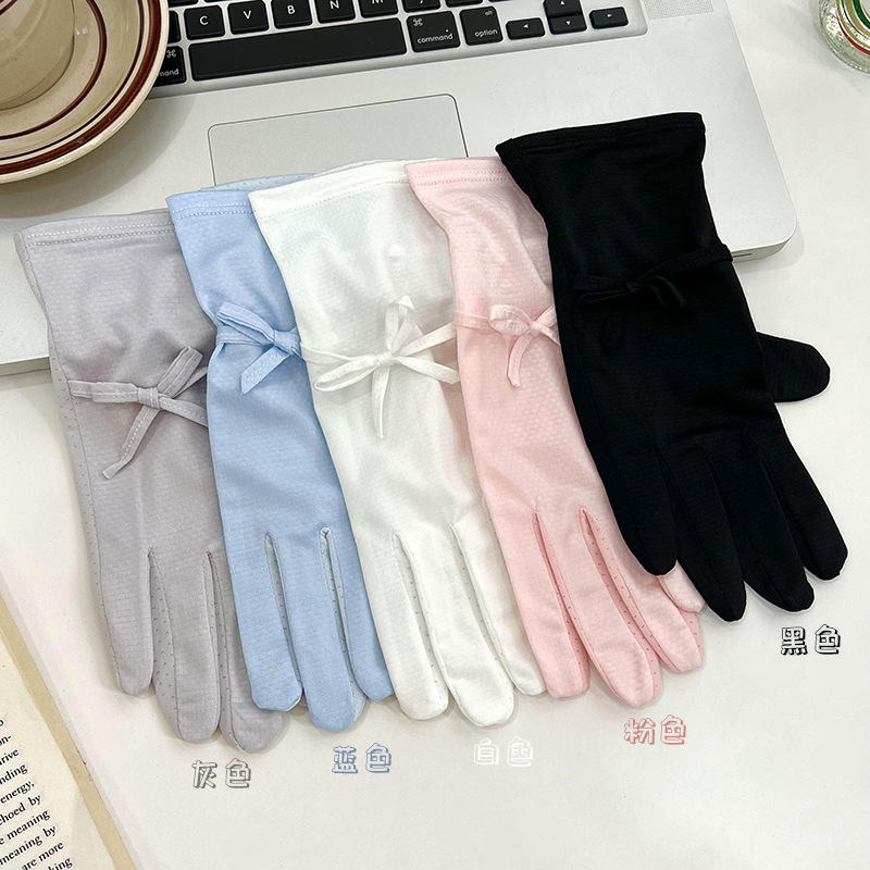 Pantalla táctil guantes de protección solar verano nuevo guantes de hielo anti-UV de cinco dedos para mujeres coreanas comercio exterior japonés al por mayor