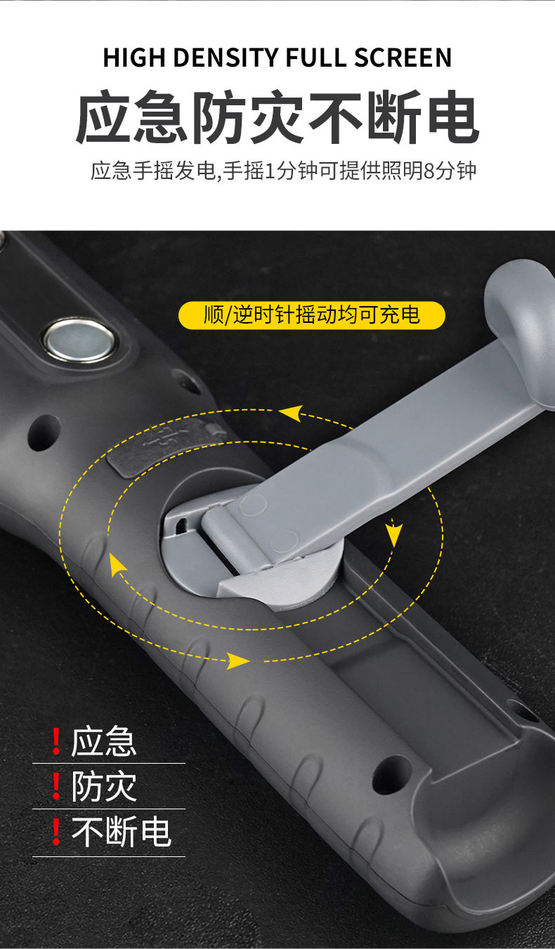 Cross-Border Cob Car Emergency Maintenance Light, Hand-Cranked Power-Generating Flashlight, Rechargeable Magnetic Work Light