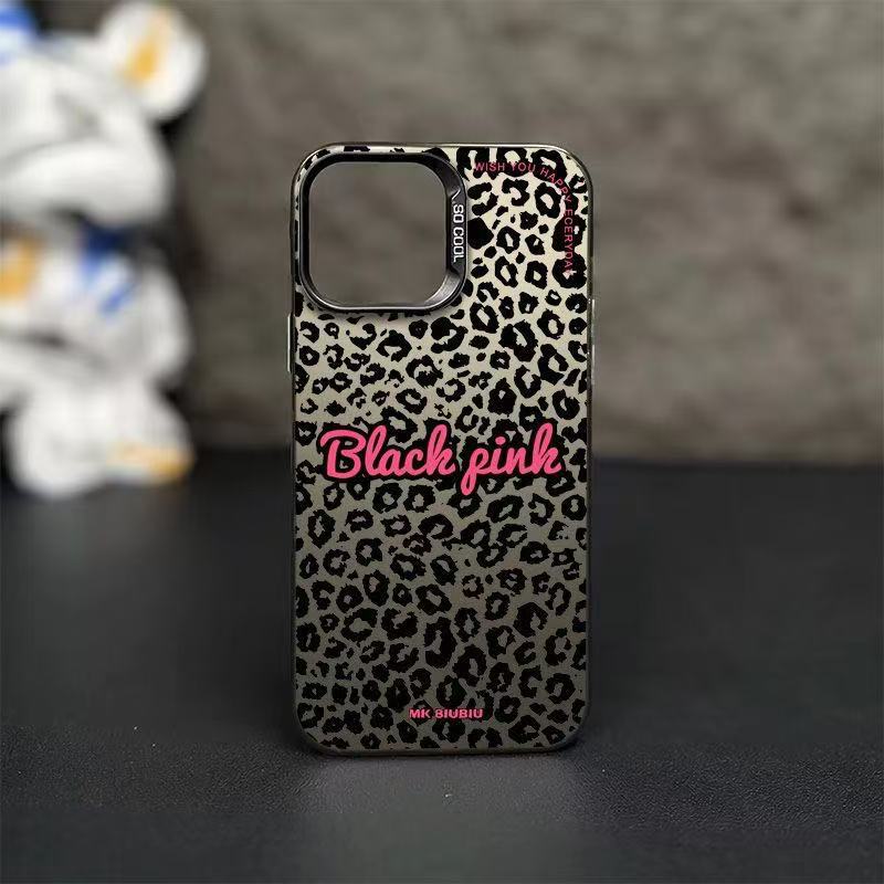 Aplicable Apple 16promax funda para teléfono móvil leopardo iphone15 color plata carcasa 14IMD dura 13p láser rosa