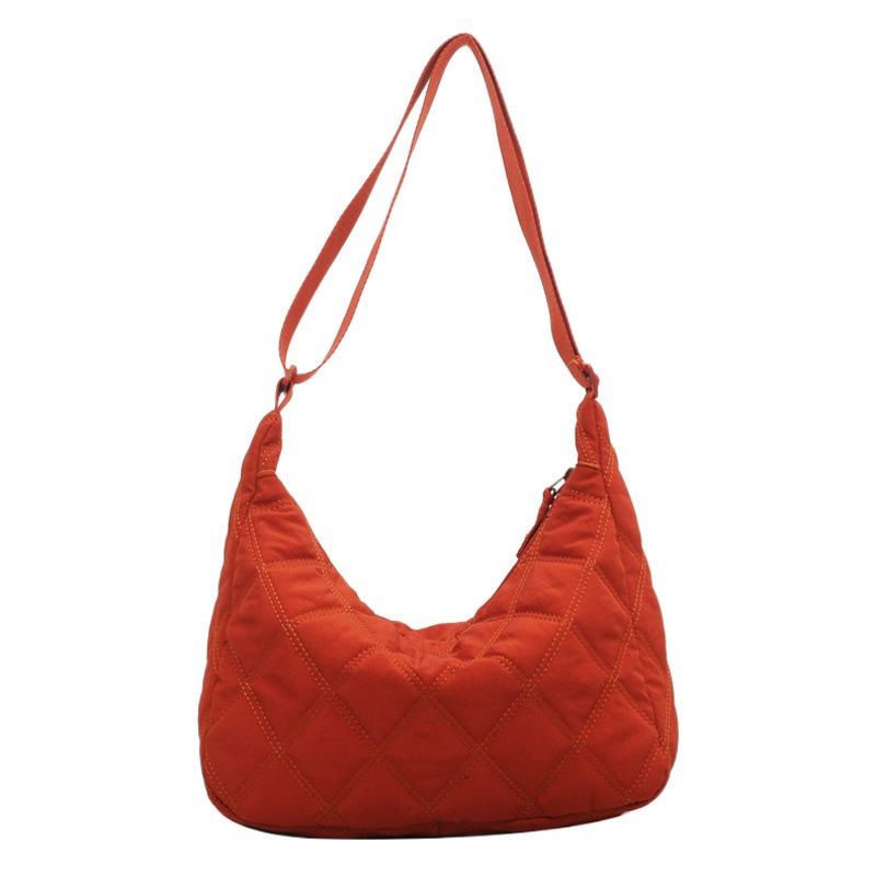 ズックダウンバッグ女性2022新餃子バッグ韓国菱格特バッグ百合大容量斜めショルダーバッグ潮