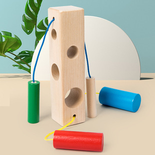 Wooden Baby finger fine exercise size matching building blocks cognitive puzzle logical thinking puzzle toy