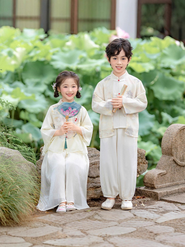 2025汉服儿童民国风唐装秋季新款中式国学男女同款表演宝塔之影|undefined