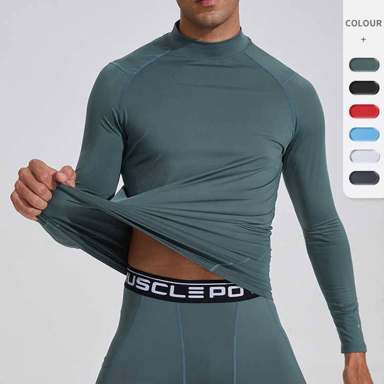 Entrenamiento ajustado para hombres PRO Deportes corriendo de manga larga transfronteriza que absorbe el sudor ropa de secado rápido camisa de manga larga Camiseta ropa de entrenamiento