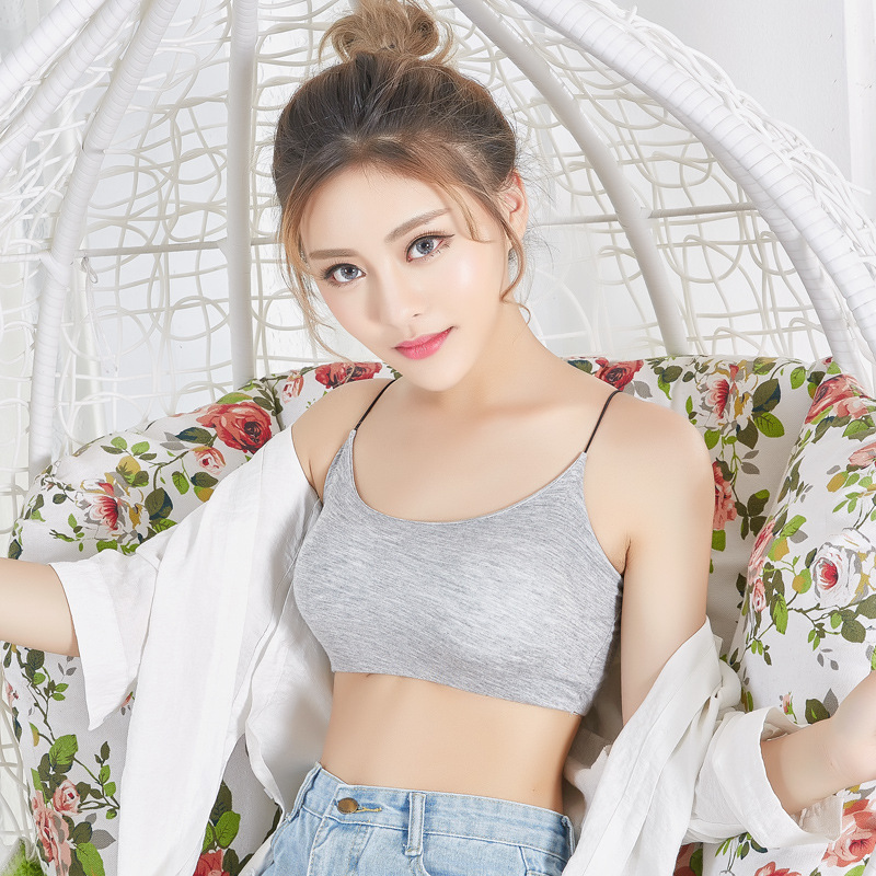 Korean Style Sexy Outer Wearing Inner Wrap Chest Belt Chest Pad Sleeveless Short Wire Silk Sling Small Vest Anti-running