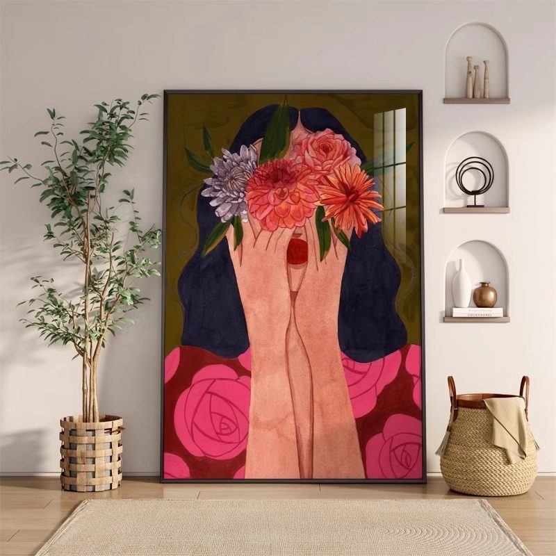 Niche Art Floor-To-Ceiling Paintings for Living Room and Bedroom, Healing-Style Abstract Figure Decorative Paintings for Girls, Corridor and Entrance Wall Art Niche Art Floor-To-Ceiling Paintings for Living Room and Bedroom, Healing-Style Abstract Figure Decorative Paintings for Girls, Corridor and Entrance Wall Art