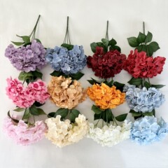 New artificial flower pastoral 5-fork large petal hydrangea DIY hand-held flowers fake flowers wedding road leading handmade silk flowers wholesale