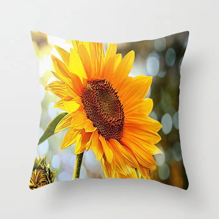 Girasol amarillo girasol funda de almohada Nordic casa estilo melocotón piel sofá del coche cojín cubierta image 13