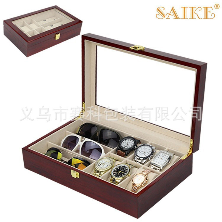 现货批发高光烤漆手表眼镜收纳展示盒喷漆手表眼镜礼品盒喷漆木盒