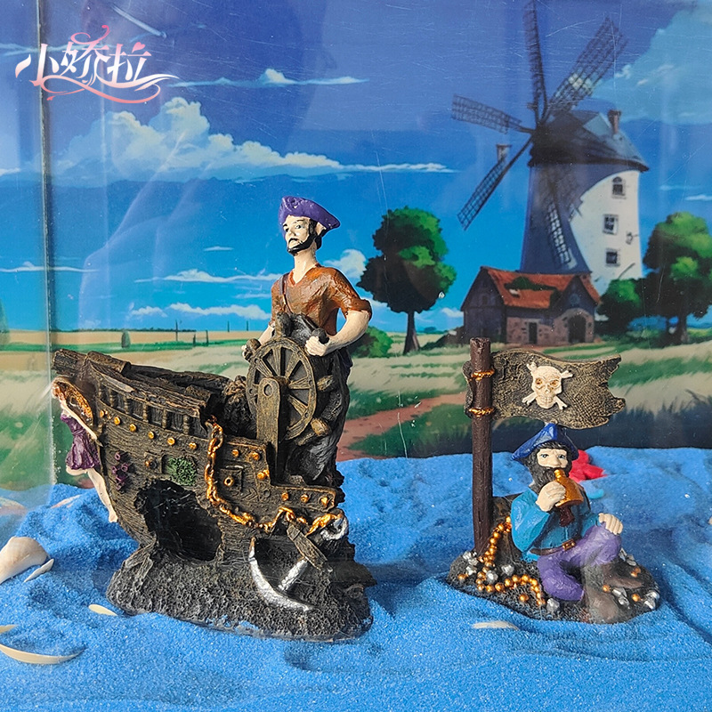 Explosiva decoración de capitán pirata transfronterizo decoración de paisajismo de pecera serie náutica oficina sala de estar regalos