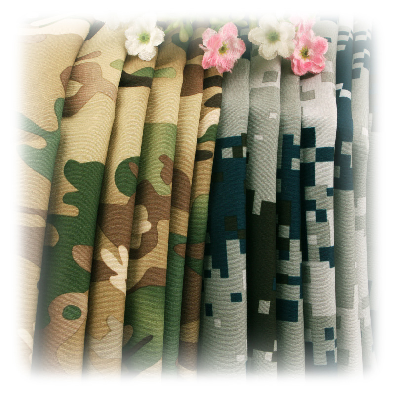 100D de cuatro lados de primavera elástica y asiático textil camuflaje impresión digital estiramiento pantalones de secado rápido entrenamiento militar pantalones deportivos tela