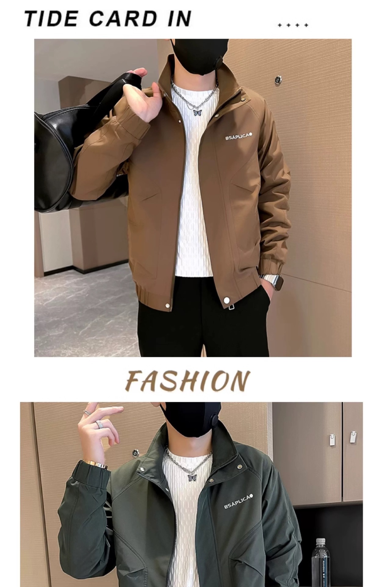 Stylish Men's Winter Coat Embroidered Workwear Versatile Jacket_voghion.com