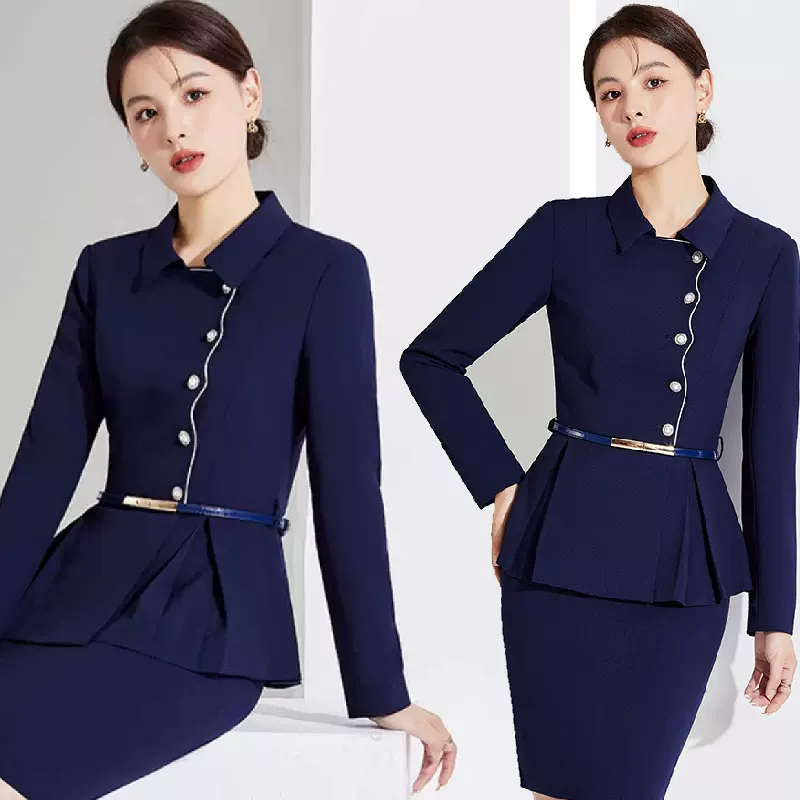 高端职业套装女连衣裙美容院酒店前台售楼案场客服空姐工作服西装