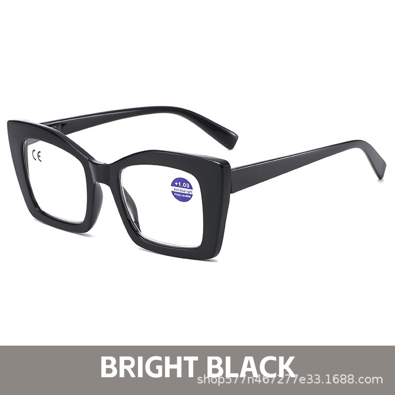 ヨーロッパとアメリカの新しいファッション抗青色光老眼鏡女性用ラージフレームトレンディなスプリング老眼鏡高齢者用フラワーフラットミラー|undefined
