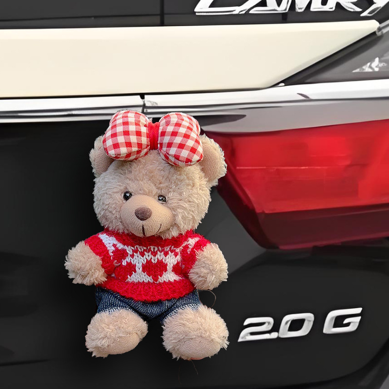 Colgante trasero de coche muñeco de oso de peluche lindo de dibujos animados decoración de maletero motocicleta decoración de bicicleta