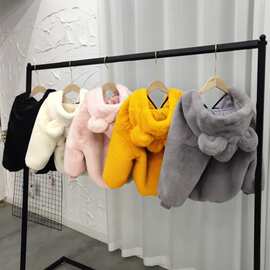 宝宝外套男女童秋冬季新款棉服韩版儿童皮加绒厚棉袄短款毛毛衣