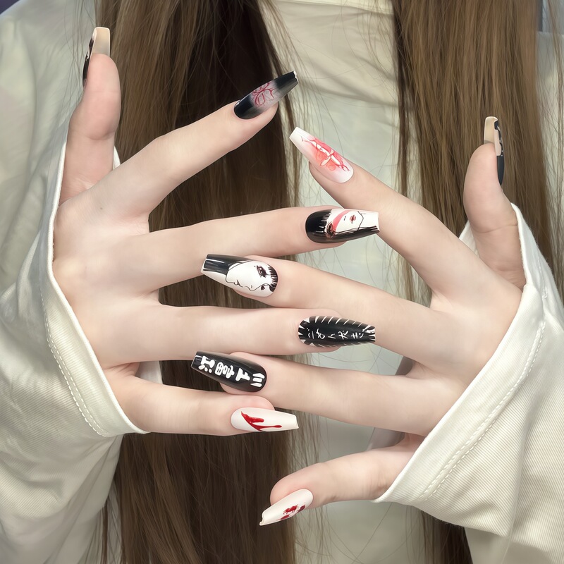 Kawakami Fuchi Manicure Wearable Nails Dark Sweet Cool Style Painful Nails Two-Dimensional Animation Classy Unique Fake Nail Patches Kawakami Fuchi Manicure Wearable Nails Dark Sweet Cool Style Painful Nails Two-Dimensional Animation Classy Unique Fake Nail Patches