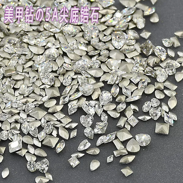 5A Manicure Diamond Tip Zircon Translucent White Mixed Mini Special-Shaped Nail Diamond Ornaments Wearable Nails Handmade Manicure Accessories