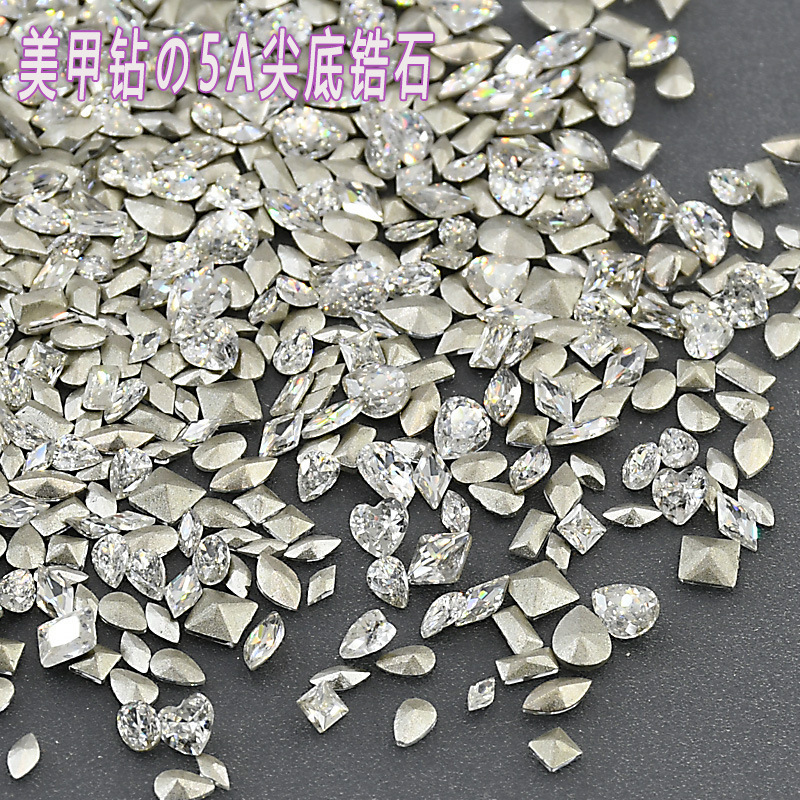 5A Manicure Diamond Tip Zircon Translucent White Mixed Mini Special-Shaped Nail Diamond Ornaments Wearable Nails Handmade Manicure Accessories