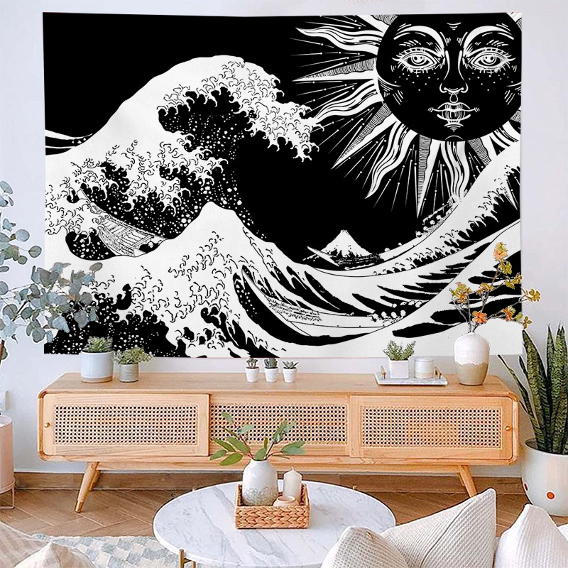 Hängendes Tuch Cartoon Tiger Wandbehang Tuch Hintergrund Tuch Weihnachten Inns hängendes Tuch Schlafzimmer hängendes Tuch Wellen_voghion.com