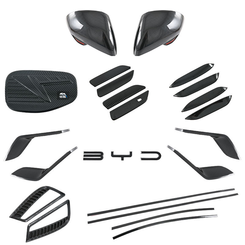 BYD 돌고래 ATTO1 탄소 섬유 패턴 외부 장식 도어 보울 핸들 자동차 거울 커버 자동차 라벨 스티커에 적합