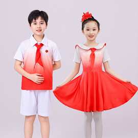 六一中小学生合唱儿童少先队员演出服红领巾大合唱舞蹈演出服装