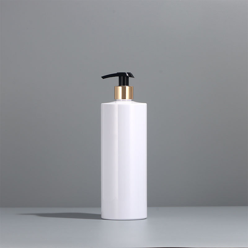 500ml blanco plana hombro PET ducha gel botella champú botella de plástico de aluminio bomba electroquímica cabeza 300ml cuerpo botella de leche