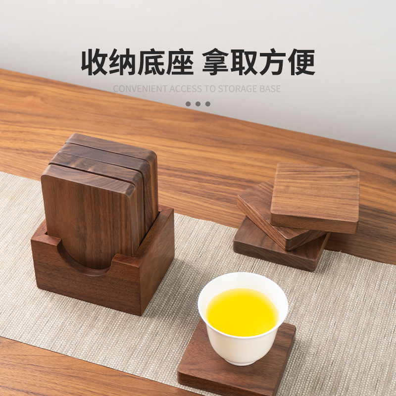 黒胡桃実木コースター日本式デスクトップ北欧シンプルコーヒーマット家庭用木製マグカップ食卓断熱マット|undefined