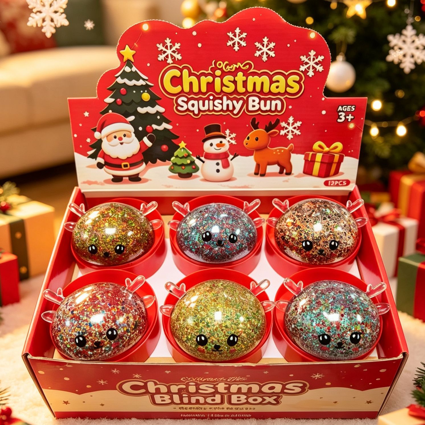 8.5cm christmas deer pop beads buns (144 pieces per box/12 pieces per box + free steamer)