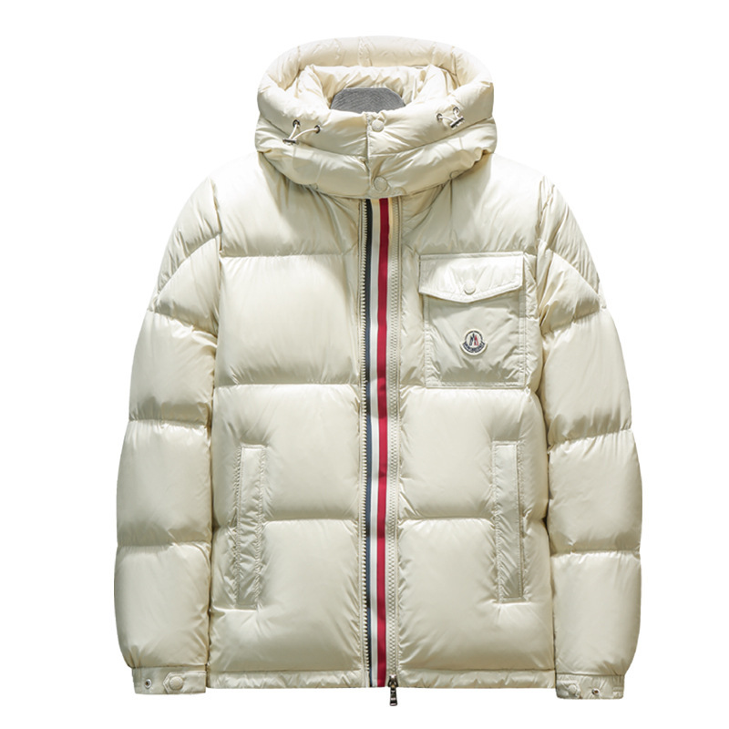 Winter couple's rainbow hooded down jacket, unisex, windproof, cold-resistant, warm, and versatile, made with white duck down