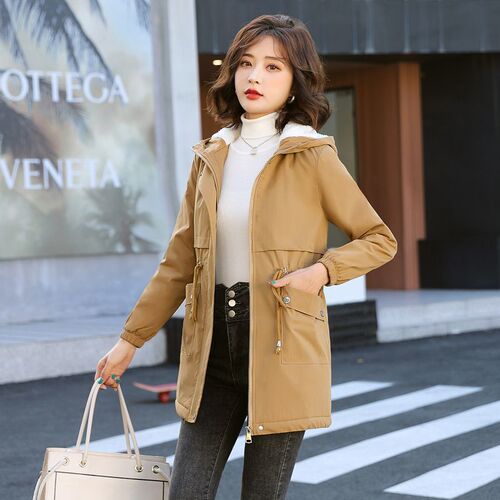 velvet women's medium and long women's trendy new winter Korean style loose cotton clothes with thick windbreaker outer