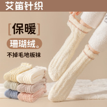 珊瑚绒女袜冬季新款加厚保暖神器中筒袜居家睡眠情侣袜宝妈月子袜