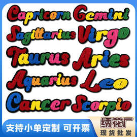 现货彩色毛巾绣英文条电脑绣花刺绣贴辅料补丁贴跨境电商货源供应
