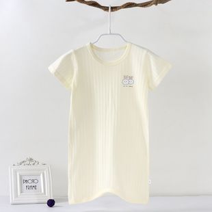 Children's Nightgown, Summer Thin Short-Sleeved One-Piece Pajamas, Baby Anti-Cold Air-Conditioned Clothes, Boys and Girls Anti-Kick Home Clothes