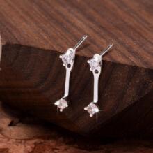 精美锆石后挂式耳钉女韩版简约精致气质小巧一款两戴耳饰流苏感