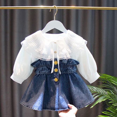 1-8 year old baby girl fashionable vest dress girls spring new style 3 girls baby fashion denim vest dress