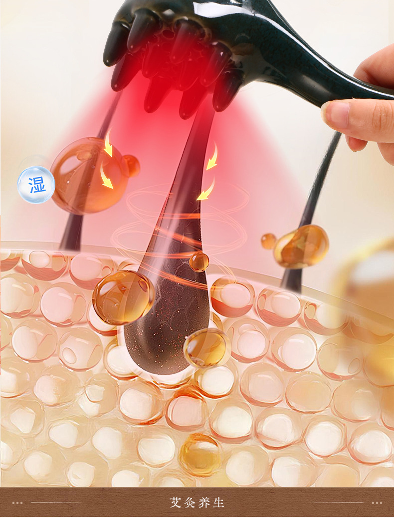 Ceramic Moxibustion Head Therapy Comb Ruyi Tao Hua Jiu Set with 20 Moxa Sticks and Essential Oil for Scalp Meridian Care key features