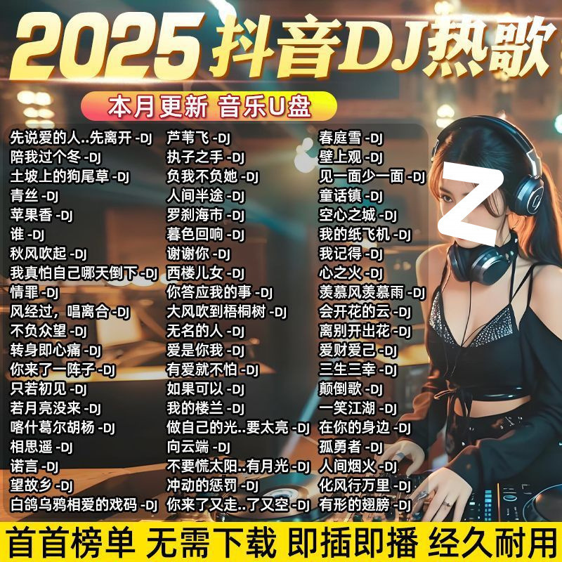 2025抖音热歌DJ车载U盘网络热门流行榜单dj精选歌曲MP3/4音乐优盘|undefined