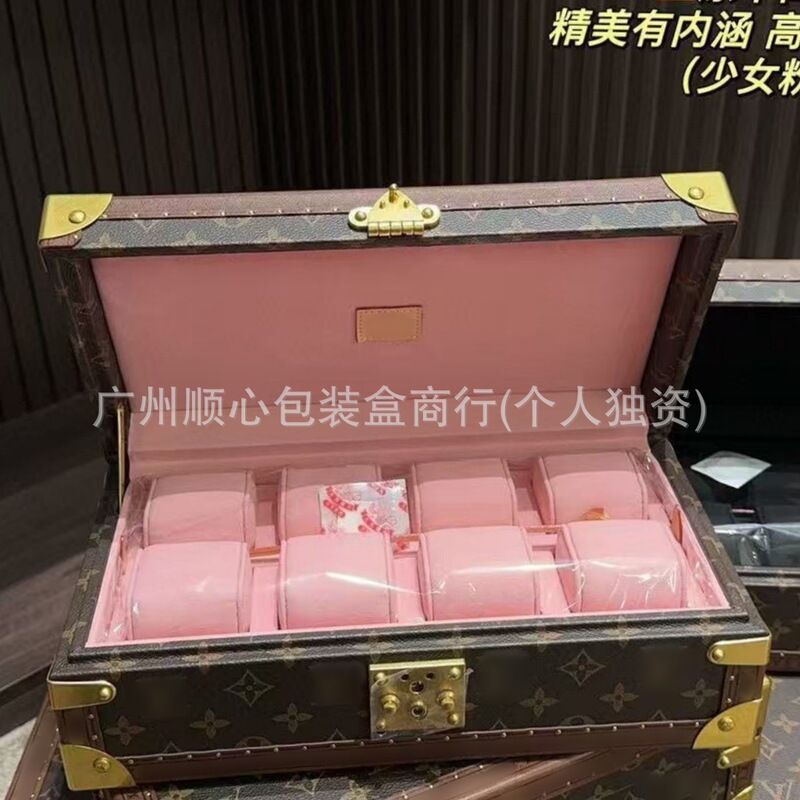 Lujia 時計ボックス老眼黒花時計収納ボックス中古ハイエンドディスプレイボックス黒格子 8 桁ジュエリーボックスハードボックス|undefined