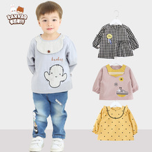 春秋宝宝罩衣吃饭防水防脏长袖反穿衣男女童薄款卡通儿童罩衣批发