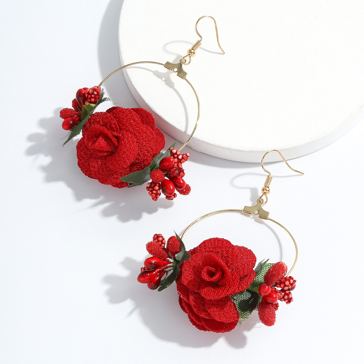 7g Weight Alloy Ear Needle Material Drop Earrings Classification Anniversary, Business, Travel, Birthday, Festival Occasion Alloy, Gauze Material Flower Pattern Women'S Gender Ethnic Style Style White, Pink, Purple, Red, Blue Color Ethnic Style Flower Alloy Gauze Drop Earrings 8