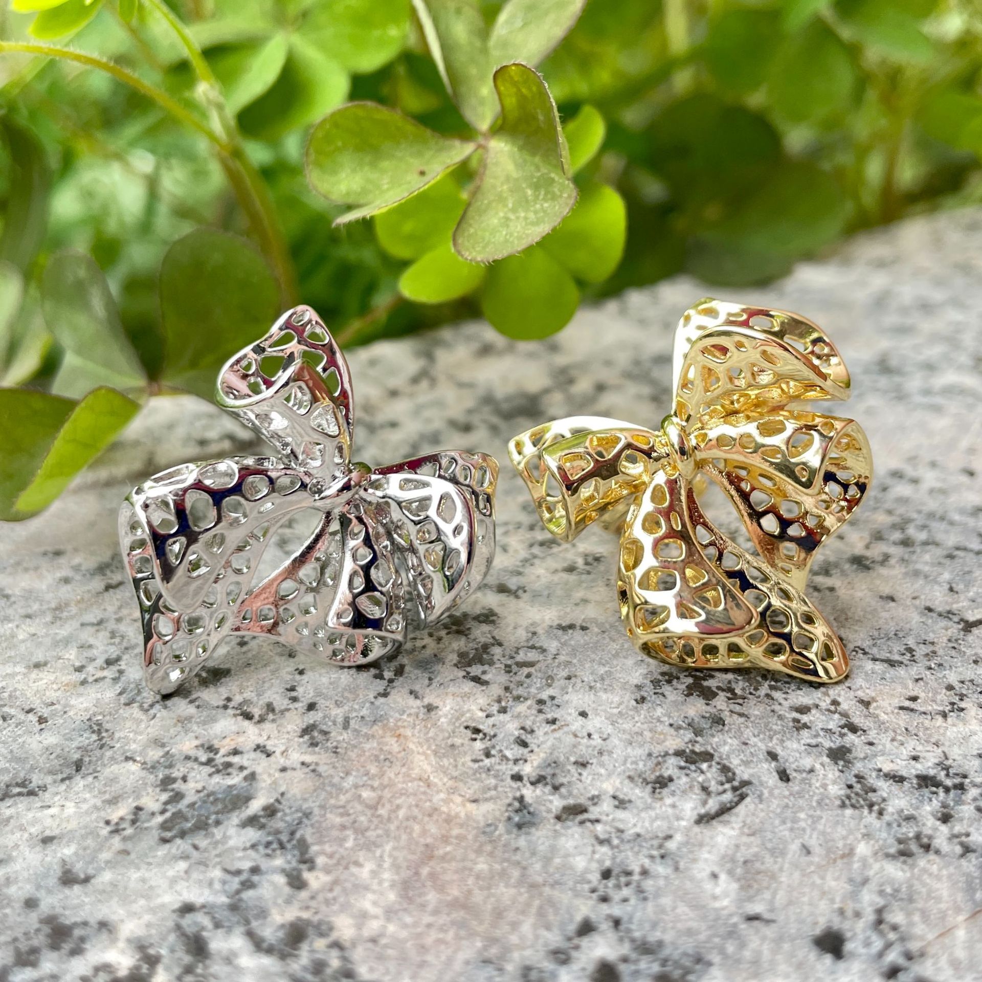 15g Weight Jewelry Set Classification Jewelry + Earrings Quantity Casual Occasion Copper Material Bow Knot Pattern Women's Gender Plating Design Sweet Style Copper Sweet Plating Bow Knot Jewelry Set 4