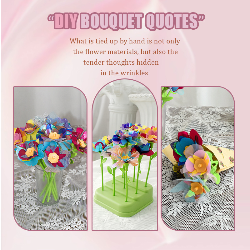 Cross-border hot sale handmade DIY simulation bouquet artwork gift children's educational handmade bouquet embossing machine toys