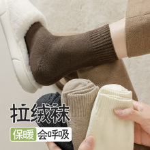 秋冬袜子男加绒加厚中筒袜配雪地靴保暖地板袜毛圈拉绒诸暨袜业批