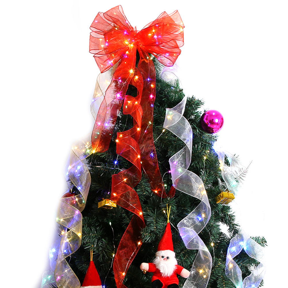 5cm Albero di Natale Nastro luminoso LED String Decorazioni natalizie Doppio strato Piatto luminoso Nastro di filato Ornamenti appesi_voghion.com