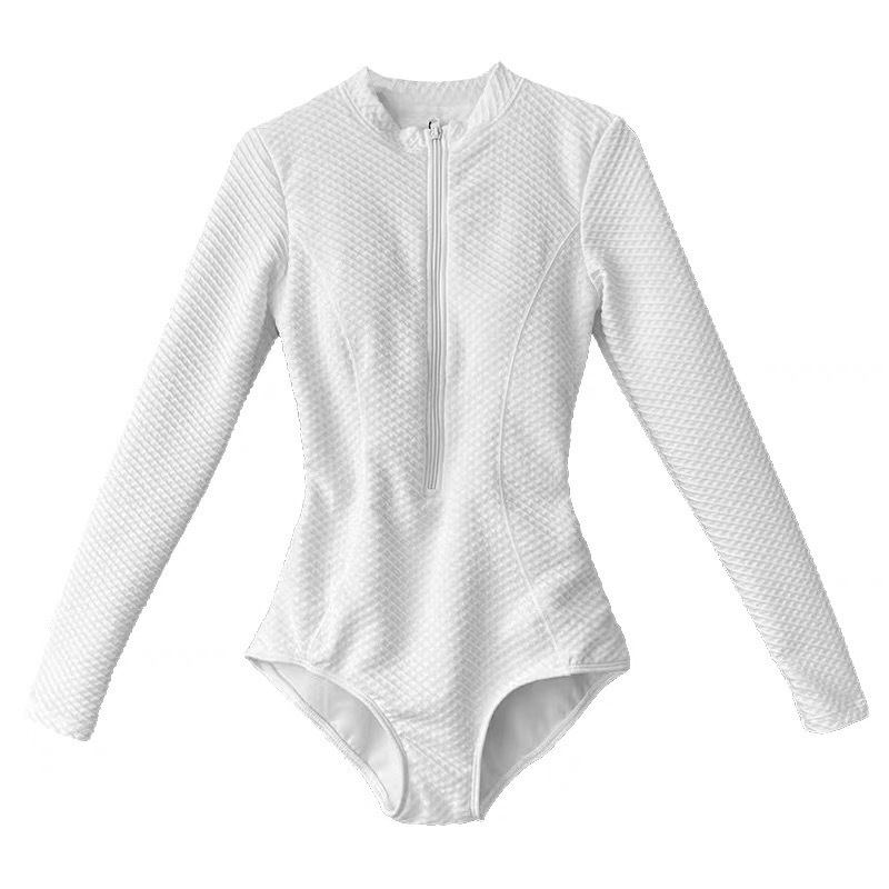 Nuovo costume intero da donna 2025, stile elegante, ideale per figure minute, manica lunga per snorkeling, surf e immersioni_voghion.com