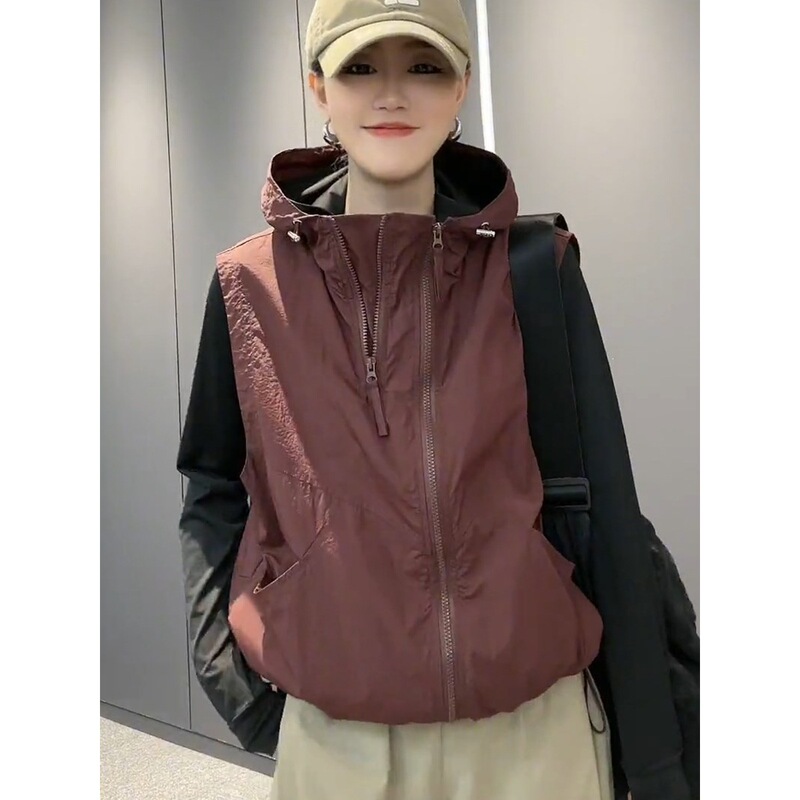 All-match Loose Vest Women's Summer Sunscreen Coat Casual Sports Vest Outdoor Rush Clothes Workwear Vest Thin Clip