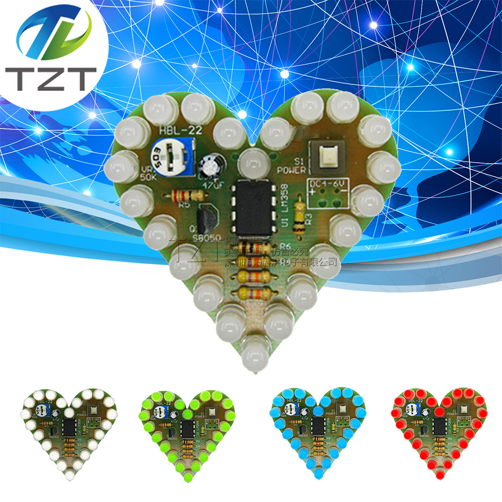 Electronic Kit Heart-Shaped Breathing Light Kit DIY Breathing Light Parts Electronic Practice Board Electronic DIY