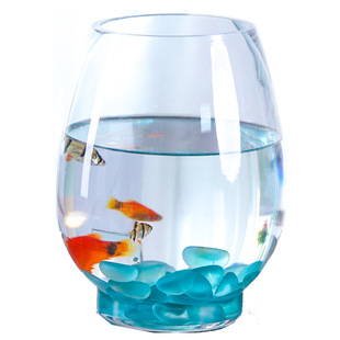 Office Small Fish Tank Thickeneded Transparent Glass Turtle Tank Living Room Home Desktop Round Mini Small Jin Dipeng